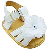Weixinbuy Baby Infant Girls PU Leather Flower Crib Soft Sole Flat Sandals