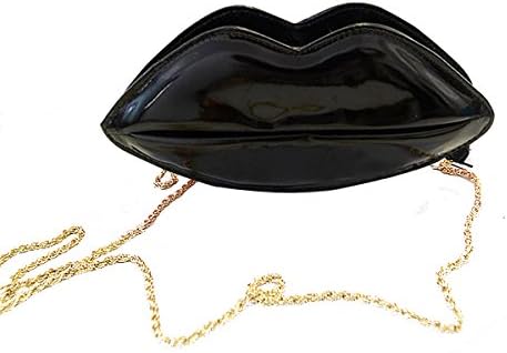 Holly Store New Jelly Lips Leather Bag Hand Shoulder Bag Messenger Packet Chain Bag Black
