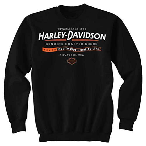 Harley-Davidson Men's H-D Established Crew-Neck Fleece Sweatshirt, Black