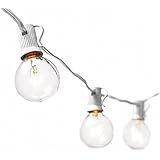 G40 String Lights with 25 Clear Globe Bulbs by Deneve - Globe Lights String, Outdoor String Lights, Outdoor Lights, Globe Lights, Bulb String Lights, Globe String Lights Outdoor, 100% Guarantee on Light String! (White)