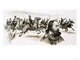 Alfred Tennyson with the Charge of the Light Brigade in the Background Art Giclee Poster Print by English School, 24x18