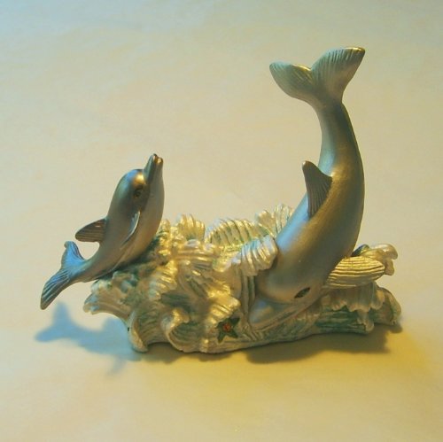 Dolphin Mother Baby Box Swarovski Crystals 24K Gold Jewelry Trinket Pill Box FREE SHIP! Certificate of Authenticity