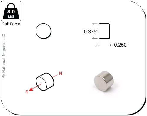 Magcraft NSN0575 3/8-Inch by 1/4-Inch Rare Earth Disc Magnets, 12-Count