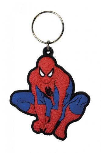  Spider-Man - 2D Rubber Keychain / Key Ring (Crouching) (Size: 2" x 2")