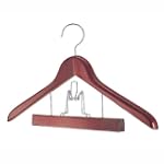 Set of 2 Cherry Stained Wood Suit Hanger With Skirt/Slack Clamp