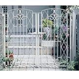 YKK　ラヴェール門扉3型　07-10　門柱・両開きセット 　ホワイト