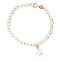 18k Yellow Gold Plated Sterling Silver Diamond-Accent Star Charm Bracelet, 6"