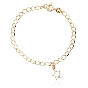 Buy 18k Yellow Gold Overlay Sterling Silver Diamond Accent Star Charm Bracelet, 6 by Amazon.com Collection