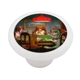 Poker Dogs Decorative High Gloss Ceramic Drawer Knob
