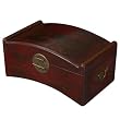 EXP Hand-painted 16" Red Leather Songbird & Butterfly CD Storage Box With Crescent Lid