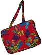 Quilted Beach Bag and Pareo 3 Piece Set, Parrots On Red