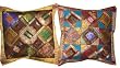 2 Indian Vintage Silk Sari Toss Pillow Shams Cushion Covers