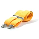 Plain Coloured Trouser Braces Suspenders - Black, White, Red (Yellow)
