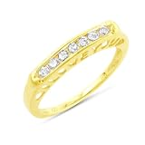 10K Yellow Gold 0.25 Carat Diamond I LOVE YOU Wedding Band Size - 7
