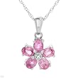 Necklace With 1.25ctw Precious Stones - Genuine Diamond and Sapphires Crafted in 14K White Gold Length 18in