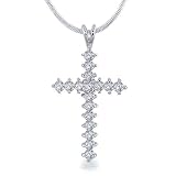 Bling Jewelry Silver CZ Cross Pendant Necklace