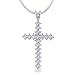 Christmas Gifts Bling Jewelry Silver CZ Cross Pendant Necklace