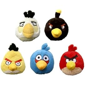  Angry Birds Plush - Set of 5 Birds w/ Sound (Red, Yellow, White, Blue and Black - 5 inch) -Officially Licensed by Rovio