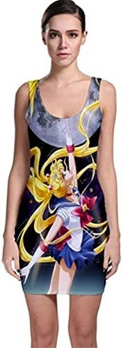 Sailor Moon Crystal Anime Bodycon Dress Evening Cocktail Party Dress (X-Large)