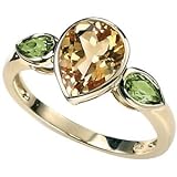 9ct Yellow Citrine And Peridot Ring By Elements Size L