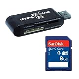 SanDisk 8GB SD High Capacity Card (SDSDB-008G-B35) with 19-in-1 USB 2.0 Flash Memory Card Reader