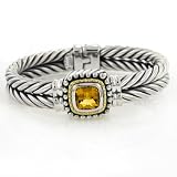 Sterling Silver/18K Gold Bang w/13.5mm Citrine