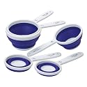 Progressive International 5-Piece Set of Collapsible Measuring Cups, Blue and White