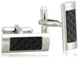 Stainless Steel Cuff Links with Carbon Detail