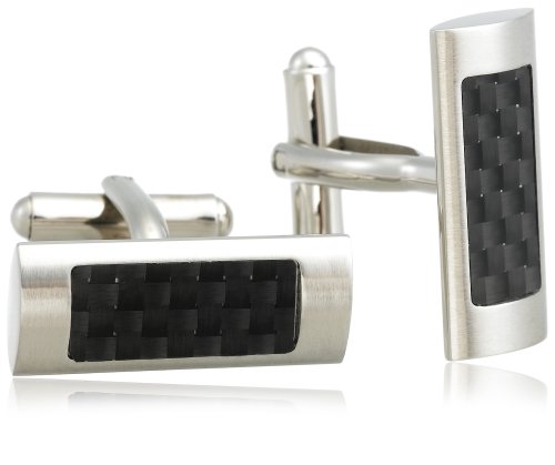 Stainless Steel Cuff Link w/ Carbon Detail