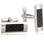 Stainless Steel Cuff Link w/ Carbon Detail