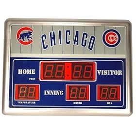 Chicago Cubs Clock and Thermometer Scoreboard