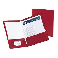Oxford 51718 Laminated Two-Pocket Portfolios, 100 Sheet Capacity, Maroon, 25/Box