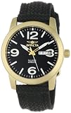 Invicta Womens 1051 Specialty Black Canvas 18k Gold-Plated Watch