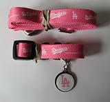 Los Angeles Dodgers PINK Pet Set Dog Collar Leash ID Tag MEDIUM