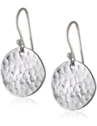 Sterling Silver Hammered Circle Drop French Wire Earrings