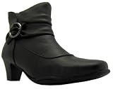 Platino Womens Sameera Beautiful Black Zip Up Buckle Ankle Boots