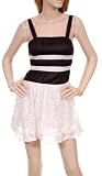 Sexy Black and White Satiny Crochet Lace Cocktail Mini Dress S M L
