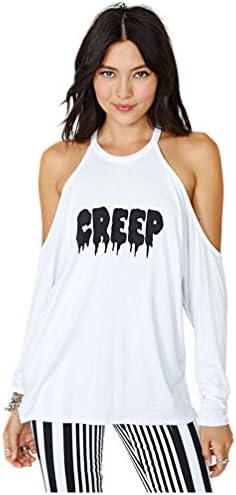 Long Sleeve Off the Shoulder Sexy Punk CREEP Letter Print for Women (Size S)