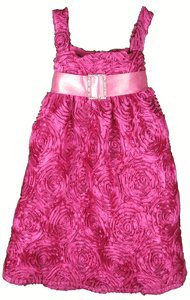 Bloom Satin Rossettes Dress in Fushia by C'est Chouette