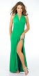 Sophisticated Long Evening Club Cocktail Halter Dress with Draped Hem from Hot Fash Dresses - EMPRESS Green