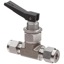 Ham-Let H1200 Series  Stainless Steel 316 Toggle Valve, Inline, 1/4" Let-Lok Fitting