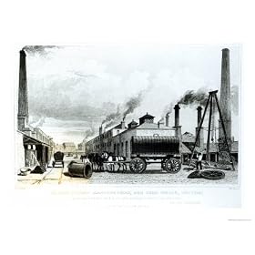 Steam-Engine Manufactory and Iron Works at Bolton, by Harwood, Engraved by Watkins Art Giclee Poster Print by English School, 24x18