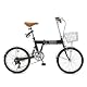 b-grow Heaven's カギ/カゴ/ライト付き20インチ折畳み自転車 シマノ6段変速付きヘブンズ ブラック BF-K206-BK