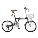 B-GROW Heaven's カギ/カゴ/ライト付20インチ折畳み自転車 シマノ6段変速ヘブンズ ブラック BF-K206-BK