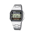 CASIO A168WA-1YES - Reloj unisex de cuarzo, correa de acero inoxidable color plata