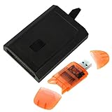 GTMax Black 250G HDD Hard Disk Drive + Orange USB Memory Card Reader For Microsoft Xbox 360 Slim
