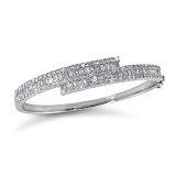18k White Gold Bypass Bangle Bracelet (4 1 2 cttw, G-H Color, SI2 Clarity), 7