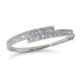 18k White Gold Bypass Bangle Bracelet (4 1 2 cttw, G-H Color, SI2 Clarity), 7 by
