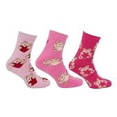 Ladies/Womens Thick & Warm Winter Thermal Socks, Love Heart Teddy Bears (Pack of 3)