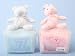 Super Soft Bear / Bunny 12cm Sitting On Fleece Blanket Box (GI1047)